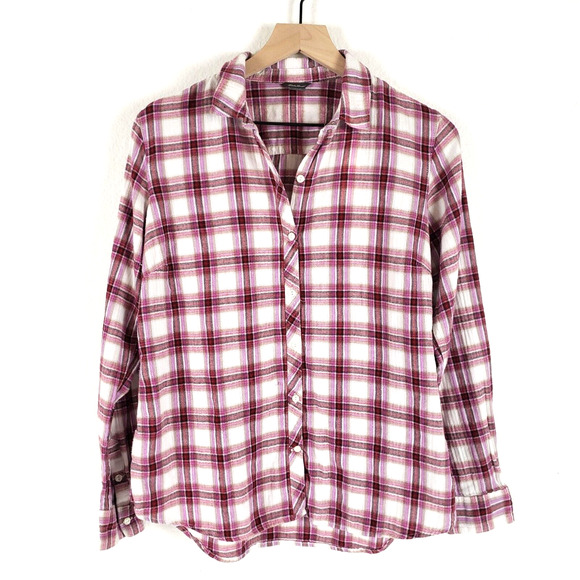 Eddie Bauer Shirt Womens SIZE S Red Plaid Button Down Long Sleeve Cotton Trendy - Picture 5 of 14